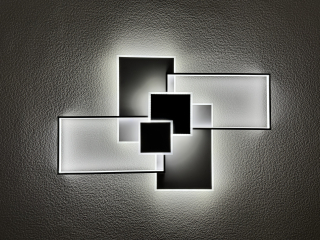 LED lampa 110x70x7.5 cm ar pulti melnas krāsas